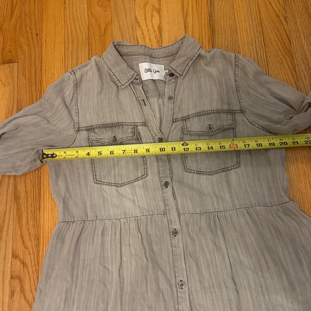 Grey Button-Front Mini Dress - Picture 8 of 10